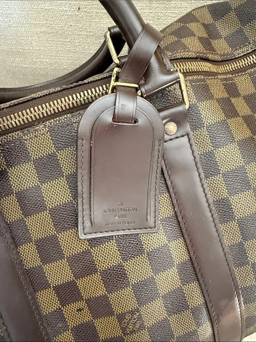 Louis Vuitton Brown Checkered Duffel Bag